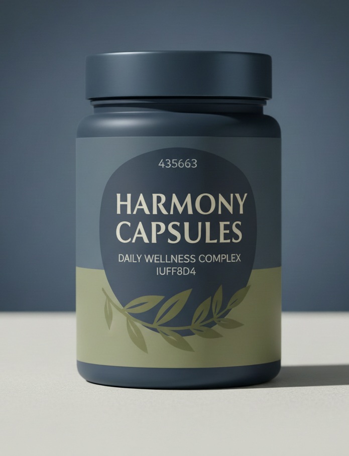 Harmony Capsules bottle on a neutral background